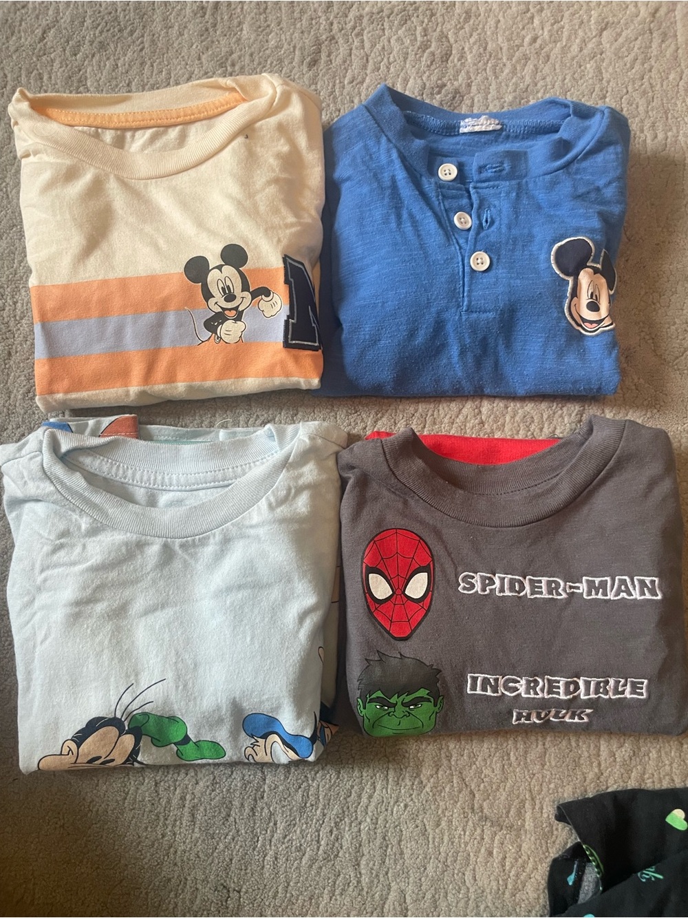 Disney Kids Short Sleeve Tee Bundle - Cream, Orange, Blue, Light Blue, Gray